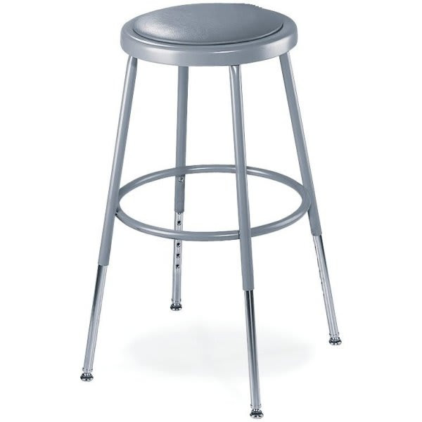 National Public Seating Round Height Adjustable Vinyl Padded 19-27 Stool