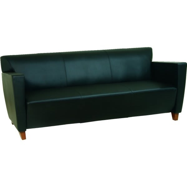 Office Star Products Black Leather Commercial Sofa