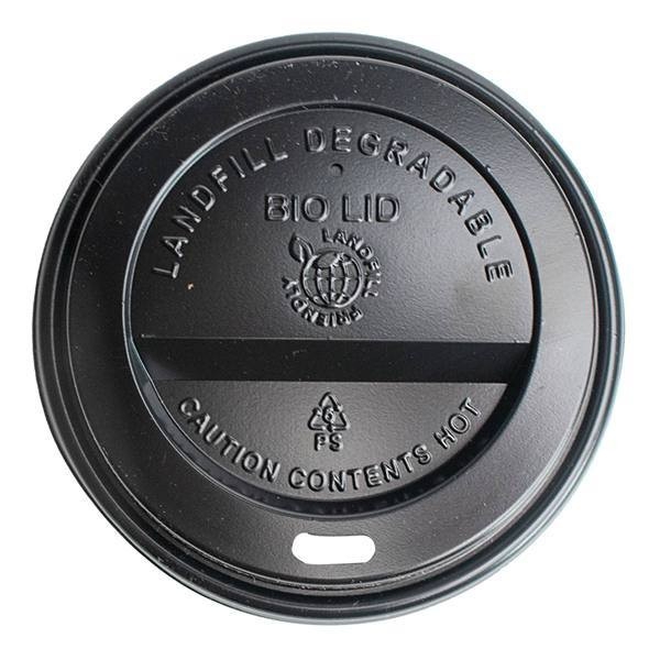 Wolfgang Puck Black Hot Cup Lid Fits 10, 12, 16 Oz Cups, Flat Plug, Case Of 1000