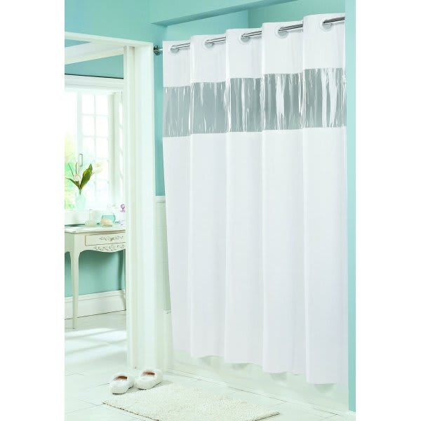 Focus Products Hookless Vinyl Vision Shower Curtain 71 X 74" White Package Of 12