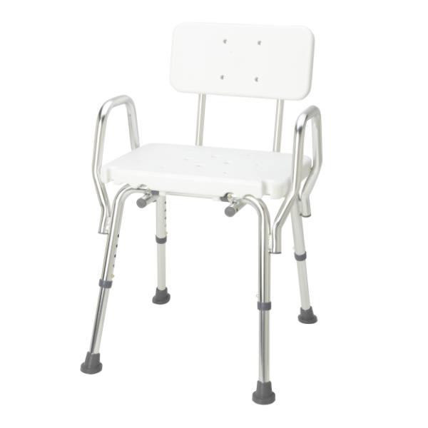 DMI Shower Chair Bath Seat With Back, Adjustable 16-20 In. Height, 350 Lb Capacity, White
