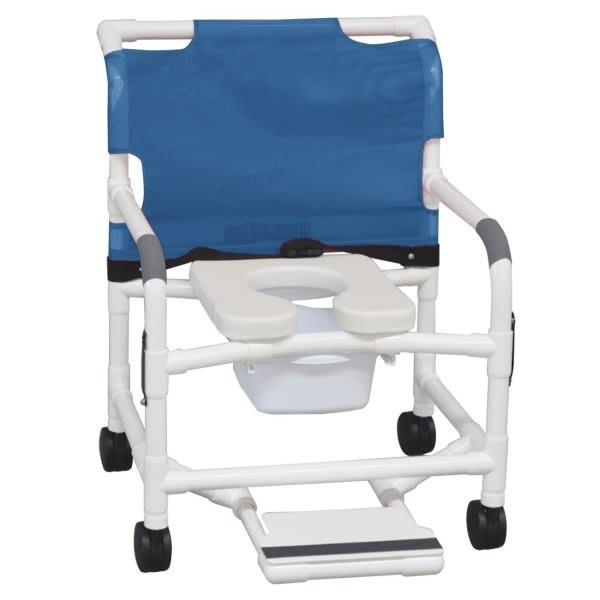 Mjm Extra-Wide Shower Chair With Pail Footrest And Drop Arms Royal Blue