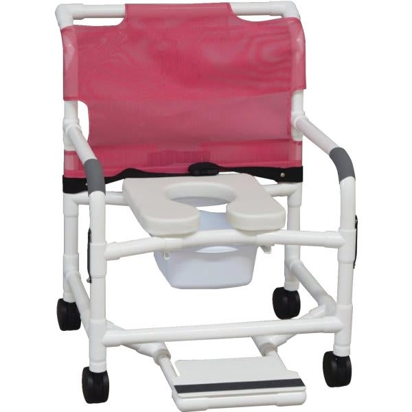 Mjm Extra-Wide Shower Chair With Pail Slideout Footrest Belt And Drop Arms Mauve