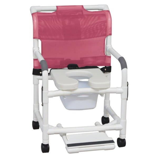 Mjm Wide Shower Chair With Pail Slideout Footrest And Safety Belt Mauve