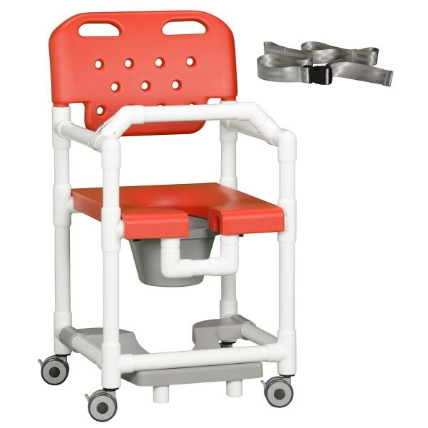 Ipu 20" Clearance Shower Commode Chair Footrest Lap Bar Left Drop Arm In Red