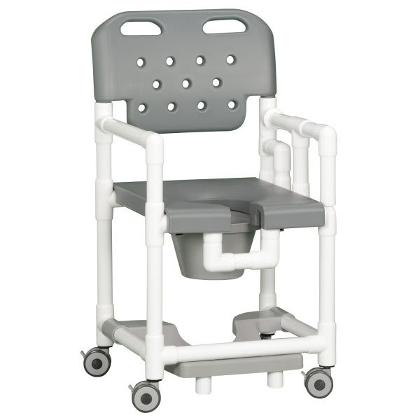 Ipu 20" Clearance Shower Commode Chair Footrest Left Drop Arm In Gray