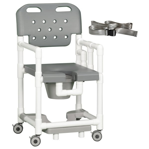 Ipu 20" Clearance Shower Commode Chair Footrest Seat Belt Left Drop Arm In Gray