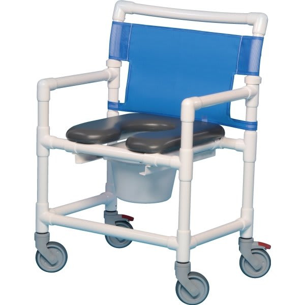 Ipu Shower Commode Chair Gray Soft Seat, Seat Belt Left Drop Arm 400 Lbs