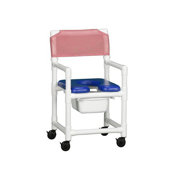 Ipu Shower Commode Chair Soft Seat And Seat Belt Left In Wineberry, Blue Seat