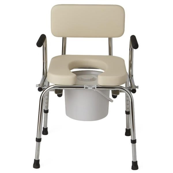 Medline Padded Drop Arm Commode 350lb Weight Capacity