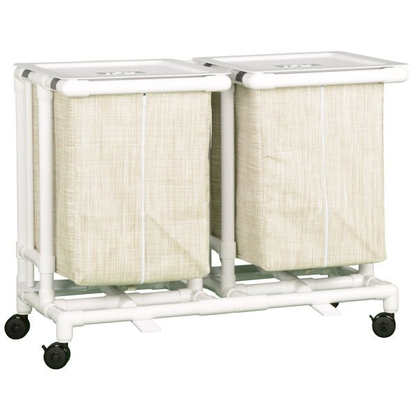 Ipu Jumbo Double Hamper With Foot Pedal Cap Linen Mesh