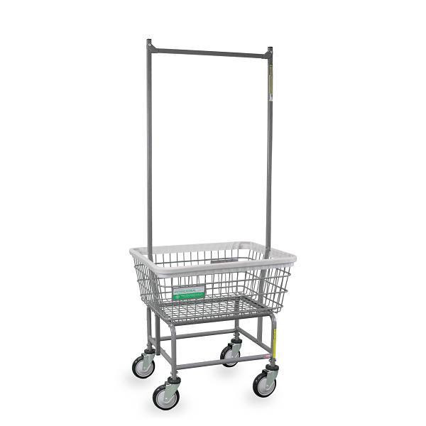 R&B Wire Products Antimicrobial Laundry Cart W/ Double Pole Rack