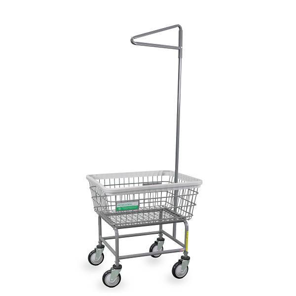 R&B Wire Products Antimicrobial Laundry Cart W/ Single Pole Rack