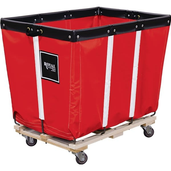 Royal Basket Trucks 14 Bushel Red Vinyl Permanent Liner Basket Truck, Wood Base
