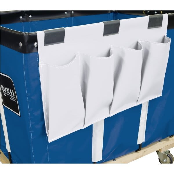 Royal Basket Trucks Janitorial Organizer, White Vinyl, Four Pockets
