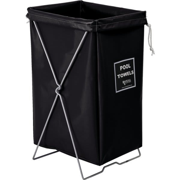 Royal Basket Trucks Pool Towel Hamper Kit, Black, Includes Stand And Bag
