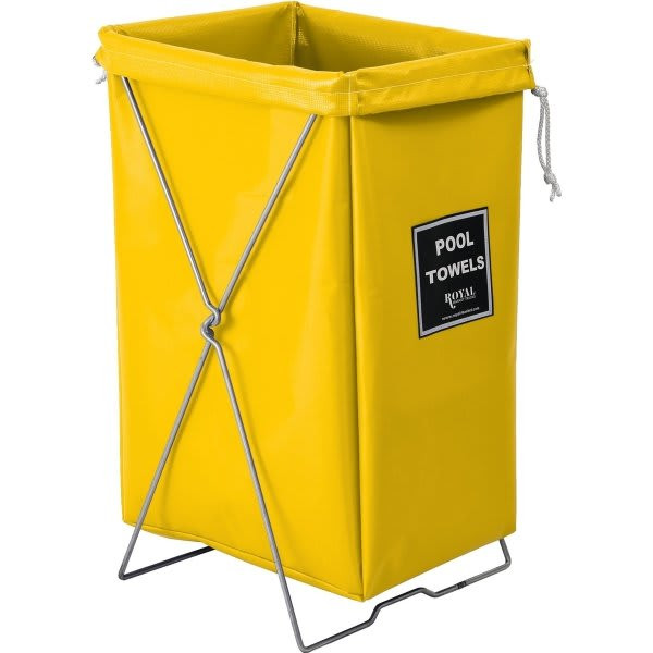Royal Basket Trucks Pool Towel Hamper Kit, Yellow, Includes Stand And Bag