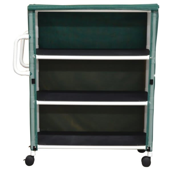 Mjm 3 Shelf Linen Cart With Forest Green Solid Vinyl Cover Shelf Size 20 X 45"