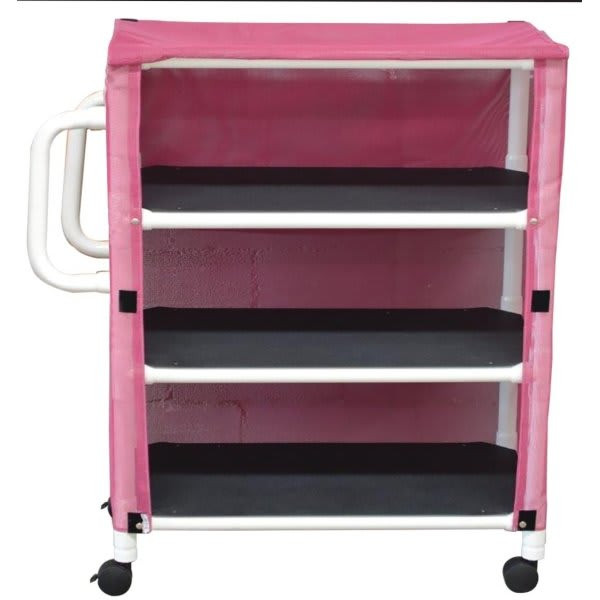 Mjm 3 Shelf Linen Cart With Mauve Solid Vinyl Cover Shelf Size 20 X 50"