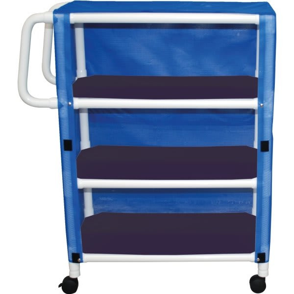 Mjm 3 Shelf Linen Cart With Royal Blue Mesh Cover Shelf Size 20 X 50"