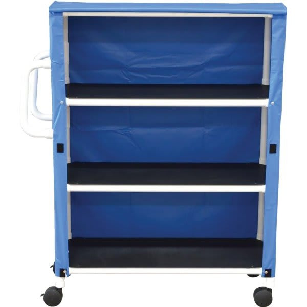 Mjm 3 Shelf Linen Cart With Royal Blue Solid Vinyl Cover Shelf Size 20 X 45"