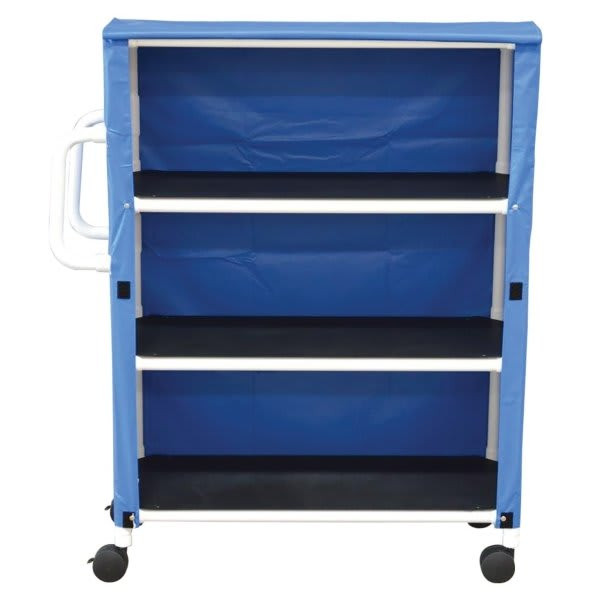 Mjm 3 Shelf Mid Size Linen Cart Royal Blue Solid Vinyl Cover Shelf Size 20 X 32",mjm"