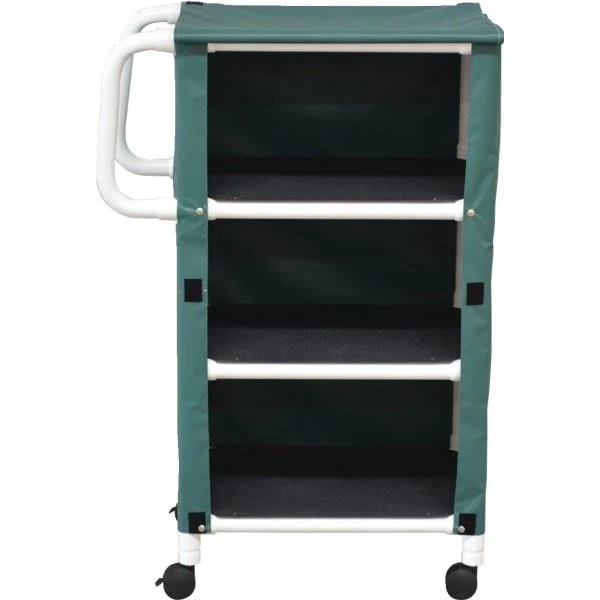 Mjm 3 Shelf Mini Linen Cart With Forest Green Solid Vinyl Cover Size 20 X 25"
