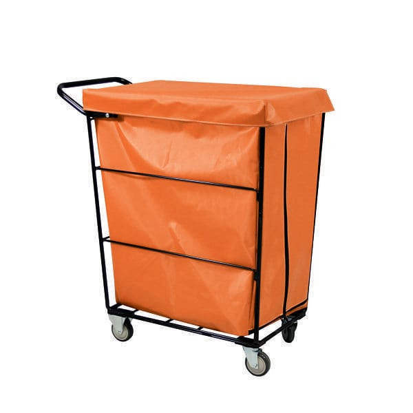 Royal Basket Trucks Linen Cart 32cf Orange Full Swivel
