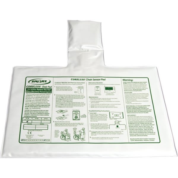 Smart Caregiver Cordless Weight-Sensing Chair Pad, 10 X 15", 90-Day Warranty