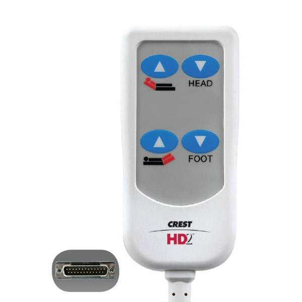 Crest Healthcare Hd2 Bed Control, 8 Foot Cord, Hill-Rom 25-Pin, 4 Button, White