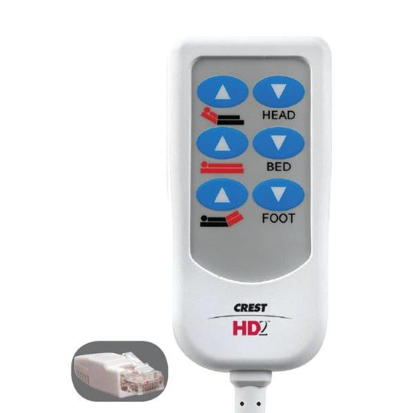 Crest Healthcare Hd2 Bed Control, 8 Foot Cord,8-Pin Rj45 , 6 Button, White