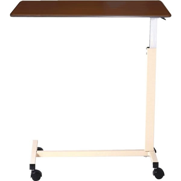 Drive  Designer Overbed Table, U Base, 30"- 45"H  Opal Frame, Walnut