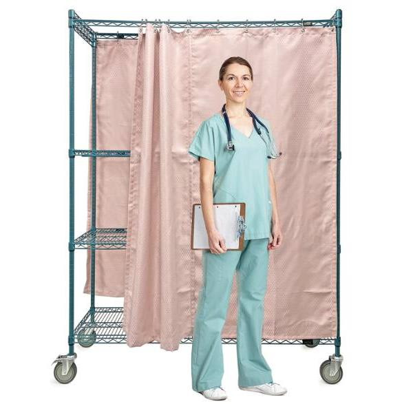 Quantum Storage Systems System Mobile Privacy Wire Rack Antimicrobial, Green, 18dx60w