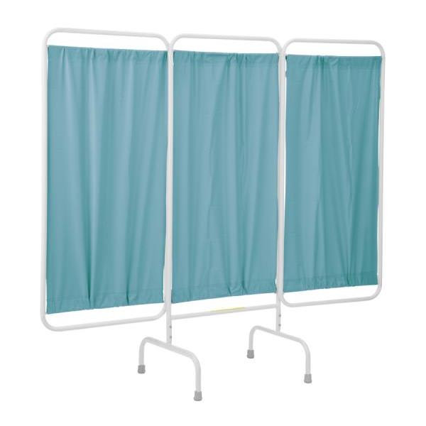 R&b Wire 3 Panel Stationary Privacy Screen Room Divider, Antimicrobial Blue Vinyl Panels