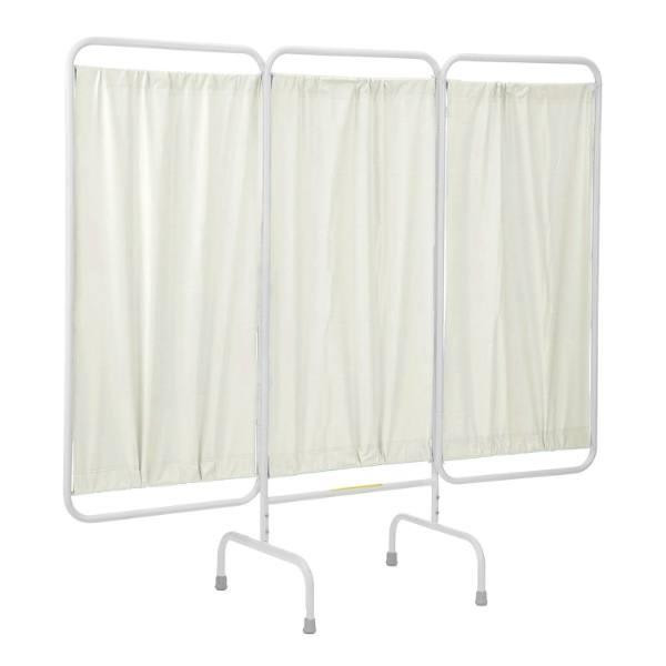R&b Wire 3 Panel Stationary Privacy Screen Room Divider, Antimicrobial Cream Vinyl Panels