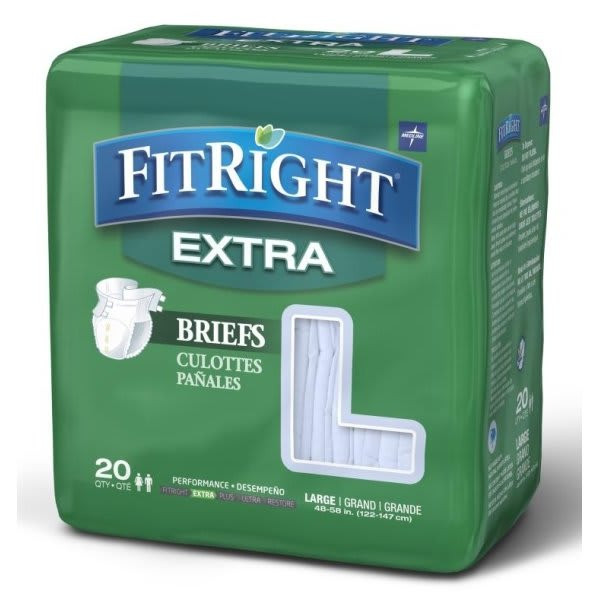 Medline Brief, Clothlike Fitextra Size Large 48" To 58", Case Of 80