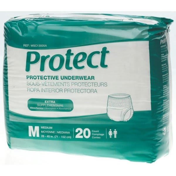 Medline Underwear, Extra Protective, Medium 28" To 40", Case Of 80