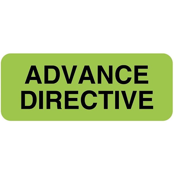 Rrd Advance Directive Label 2-1/4"X7/8" Flourescent Green