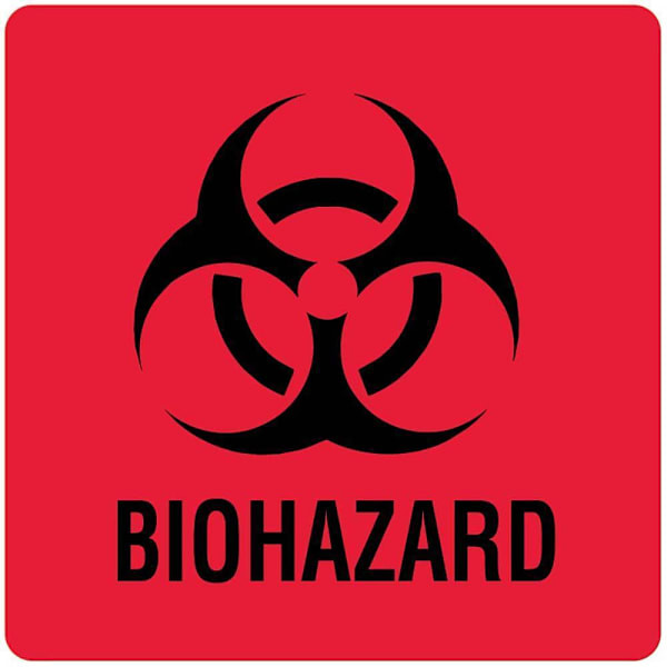 Rrd Biohazard Warning Label 6"X6" Red Package Of 10