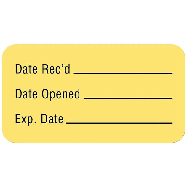 Rrd Quality Control Label 1-5/8"X7/8" Date Rec'D Date Opened