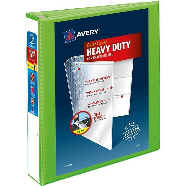 Avery Durahinge 1.5" View Binder 400 Sheet Capacity D Ring Chartreuse
