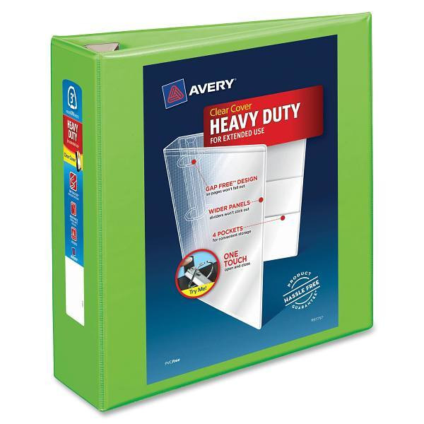 Avery Durahinge 3" View Binder 670 Sheet Capacity D Ring Chartreuse
