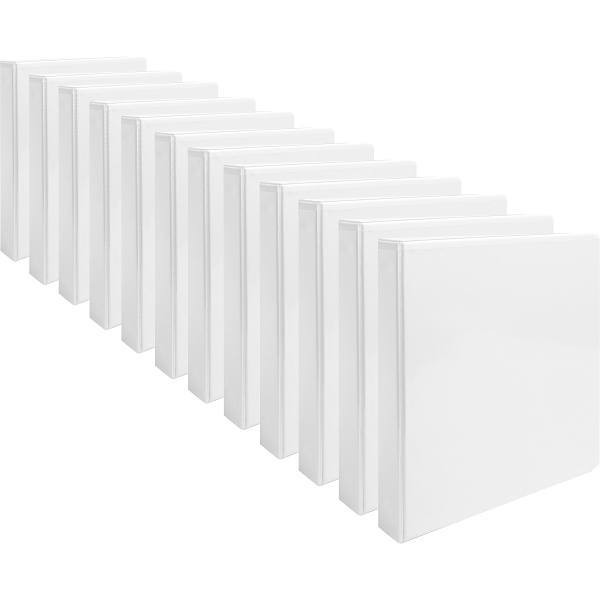 Business Source Basic 1" View Binder 225 Sheet Round Ring White Case Of 12