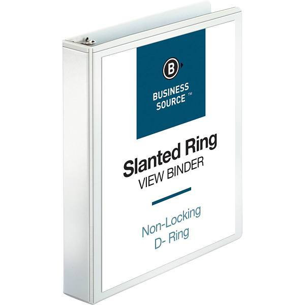 Business Source Basic 1.5" View Binder 375 Sheet Capacity D Ring White