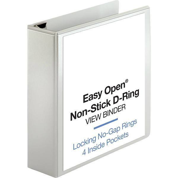 Business Source Easy Open 3" View Binder 650 Sheet Capacity D Ring White