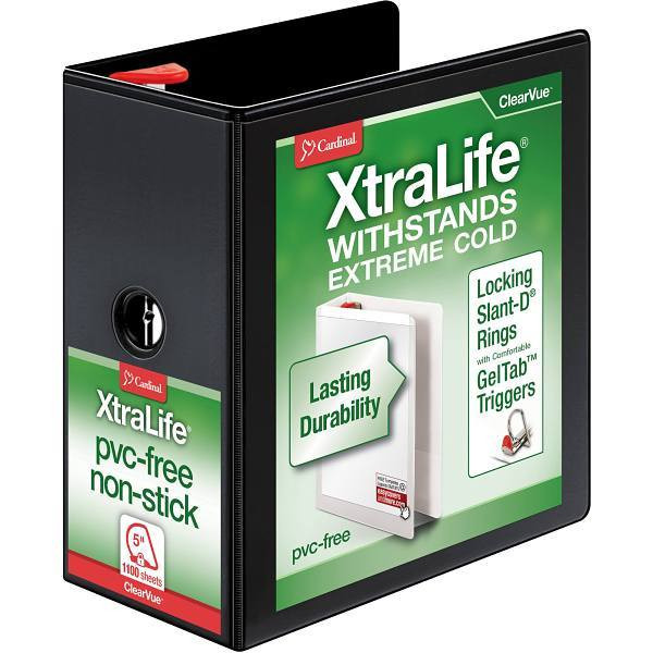 Cardinal Xtralife 5" View Binder 1100 Sheet Capacity D Ring Black