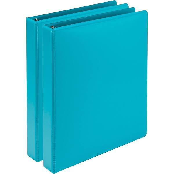 Samsill 1" View Binder 200 Sheet Capacity Round Ring Turquoise Package Of 2