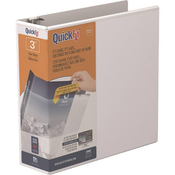 Stride Quickfit 3" View Binder 600 Sheet Capacity Round Ring White