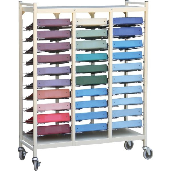 Omnimed Big Beam Horizontal Open Rack, 3 Sections, 24 Chart Capacity, Beige
