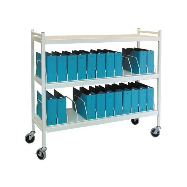 Omnimed Big Beam Vertical Open Chart Rack 3 Shelves 24 Chart Capacity Beige